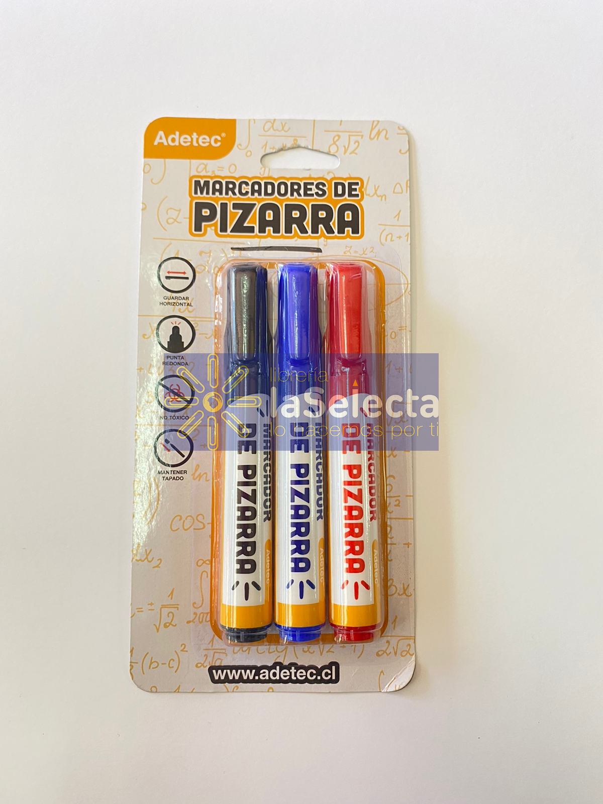 SET PLUMONES DE PIZARRA ROJO-AZUL-NEGRO ADETEC